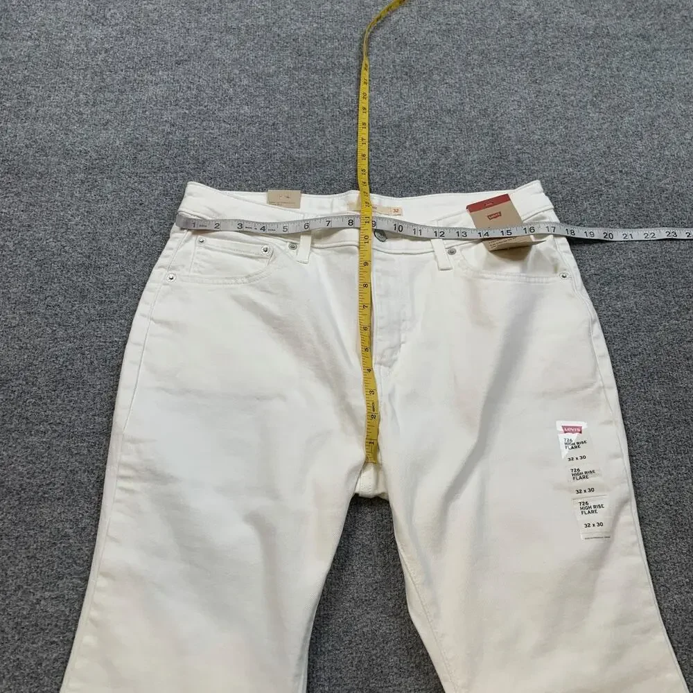 Levis Jeans Womens 32 White Denim 726 Flare High Rise Slim Fit Classic Pocket